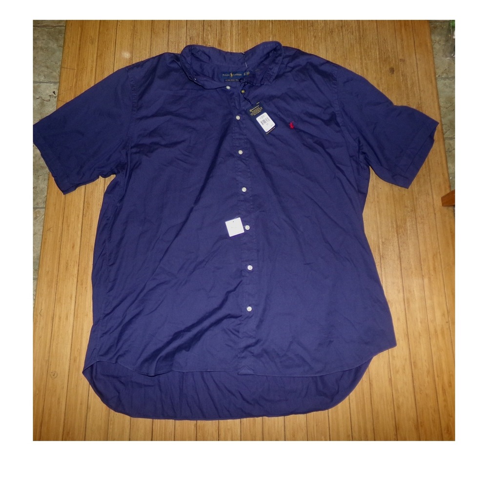 Polo Ralph Lauren Mens 3XLT Featherweight Twill Short Sleeve Shirt Navy Blue NWT